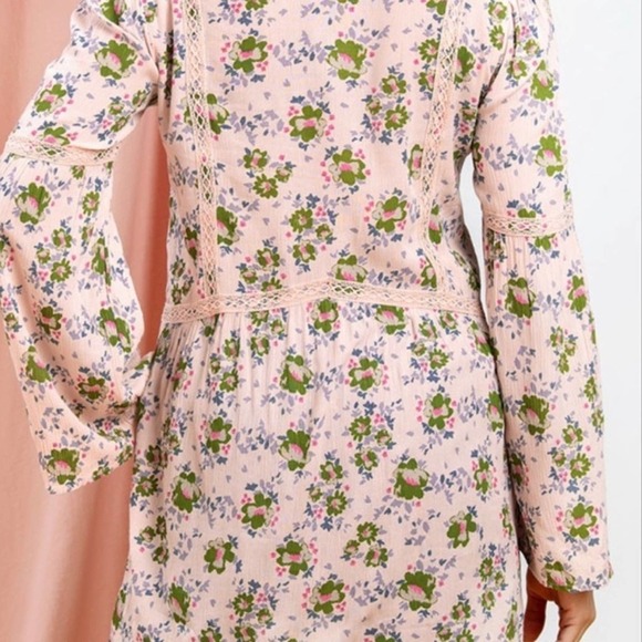 Matilda Jane Pink Floral With Lace Long Sleeve Bell Sleeve Flowy Top Siz… - Picture 2 of 12